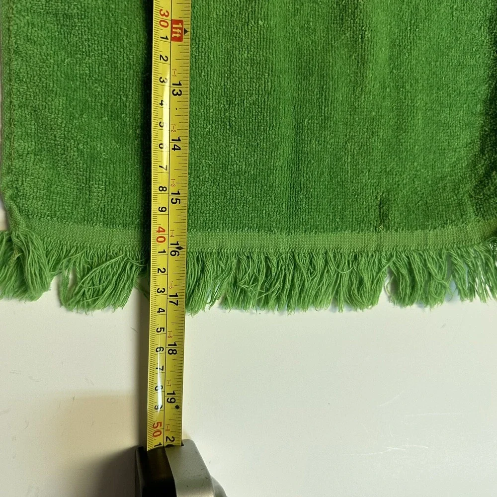 Vtg Retro Hand Towel Velour / Terry Cloth Sides Green Blue Floral Butterfly